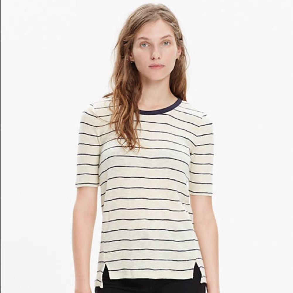 EUC Soundcheck Ringer Tee Wide Stripe Cream & Navy